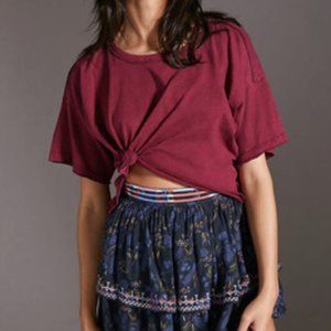 Anthropologie Pilcro Sustainable Cropped Tee in Wine - Small